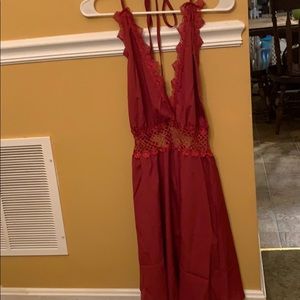 Burgundy Halter Dress